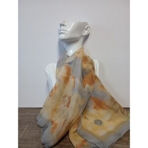 Glentex 30" Square Gray Beige Floral Watercolor Polyester Scarf Italy